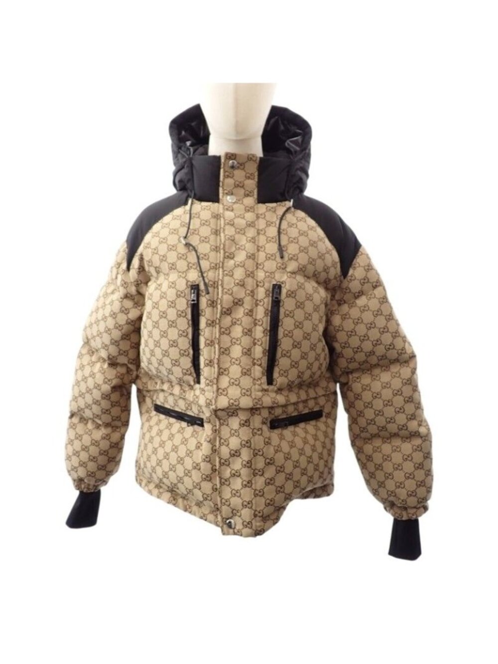 Gucci Canvas Bomber Down Jacket GG Beige Black 36